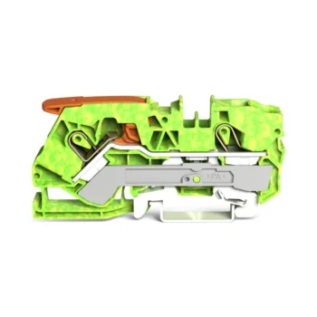 Wago 2110-1207 Wago 2110 2-Conductor Ground Terminal Block with Lever and Push-In Cage Clamp - 10 mm² Green-Yellow 1
