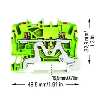 Wago 2202-1207 Wago 2202 2-Conductor Ground Terminal Block with Push-Button and Push-In Cage Clamp - 2.5 mm² Green-Yellow 2