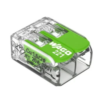Wago 221-422 2 Way Green Lever Connectors - Pack of 100