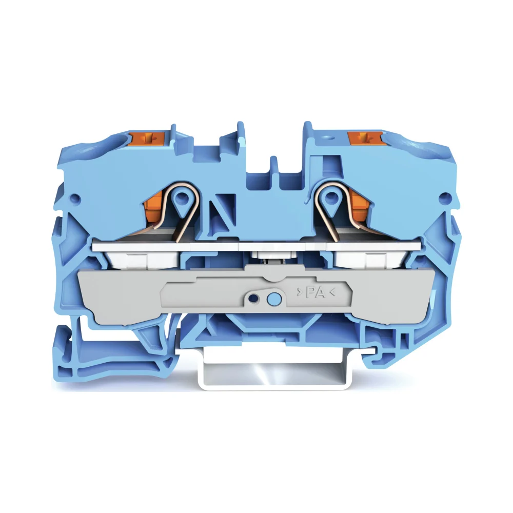 Wago 2210-1204 2-Conductor Through Terminal Block with Push-Button and Push-In Cage Clamp - 800V 57A 10mm² Blue 1 Wago 2210-1204 Wago 2210 2-Conductor Through Terminal Block with Push-Button and Push-In Cage Clamp - 800V 57A 10 mm² Blue 1