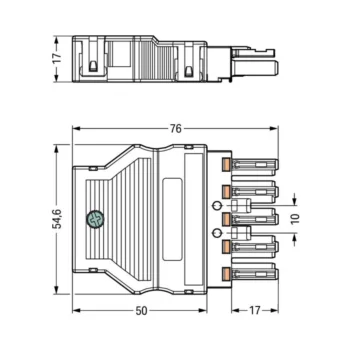 Wago 770-1105/022-000 Wago WINSTA® MIDI Socket with Strain Relief Housing 5-Pole 2