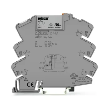 Wago 857-354 Wago 857 Relay Module with 1 Changeover Contact - 24V AC/DC 6A 2.5mm² Grey 1