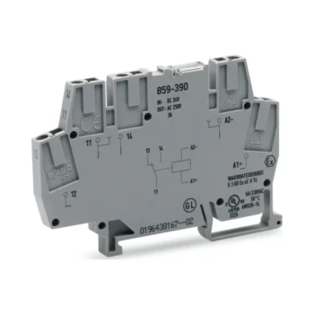 Wago 859-390 Wago 859 Railway Relay Module with 1 Changeover Contact - 24V DC 5A 2.5mm² Grey 1