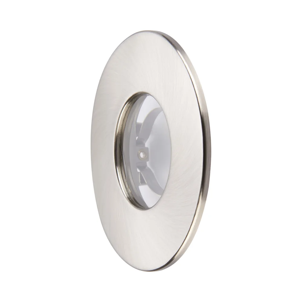 Saxby ShieldONE 75 IP65 Satin Nickel Bezel 2 Saxby ShieldONE 75 Satin Nickel Bezel – IP65 downlight trim for wet rooms and bathrooms.