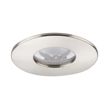 Saxby ShieldONE 75 Satin Nickel Bezel – IP65 downlight trim for wet rooms and bathrooms.
