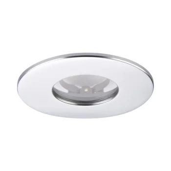Saxby ShieldONE 75 silver IP65 bezel – fixed downlight trim for bathrooms and wet zones.