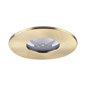Antique brass bezel for Saxby ShieldONE 75 downlights – IP65-rated finish for bathroom and wet room installations.