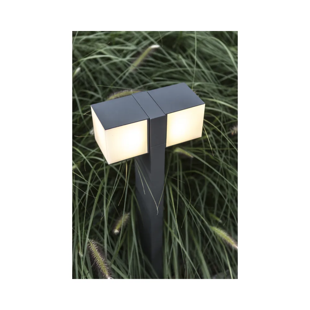 Lutec - Cuba Pole Light Bollard Dark Grey Double Rotating Heads 4 Lutec 7193801118 Lutec - Cuba Pole Light Bollard Dark Grey Double Rotating Heads 4