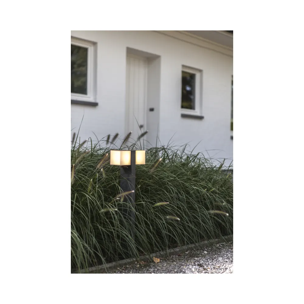 Lutec - Cuba Pole Light Bollard Dark Grey Double Rotating Heads 5 Lutec 7193801118 Lutec - Cuba Pole Light Bollard Dark Grey Double Rotating Heads 5