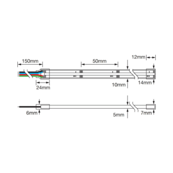 AST005IP/COB/RGB ALL LED Seamless RGB 5W/m 24V IP67 COB Dotless LED Strip – 30m Reel