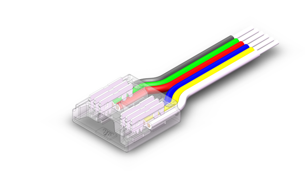 Aurora | AU-ST1412E | Chroma Flex | 12mm RGBCX Tape to Driver Connector | 5000mm 1 Aurora 12mm RGBCX Tape to Driver Connector 5000mm
