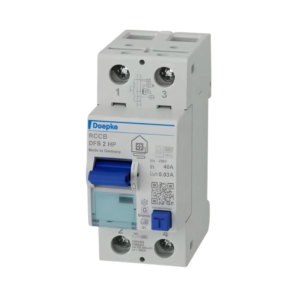 Doepke DFS2-040 40A 30mA 2 Pole Type B-HP RCCB for Heat Pumps 1 Doepke 40A 30mA 2 Pole Type B-HP Heat Pump RCCB