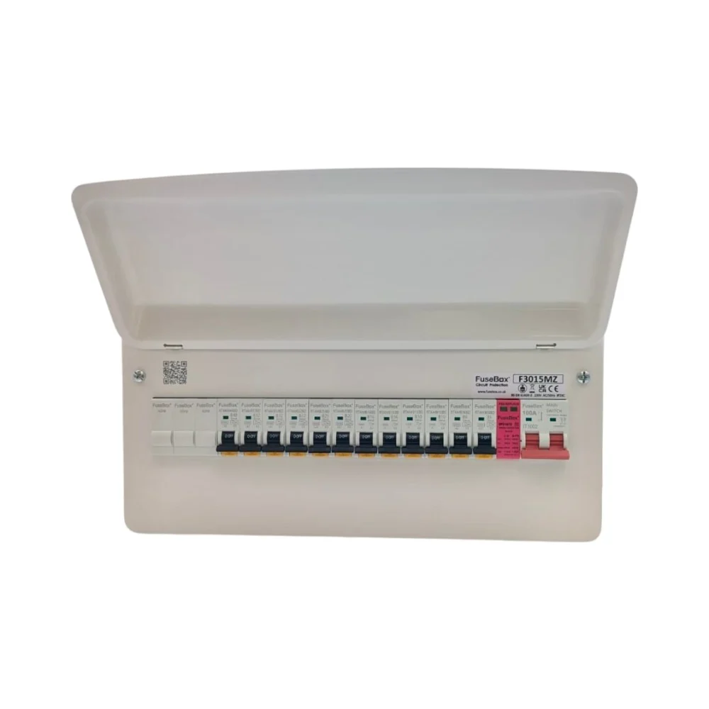 FuseBox F3015MZ Bi Directional SPD Consumer Unit Kit – with 12 RCBOs 1 FuseBox F3015MZ Bi Directional SPD Consumer Unit Kit – with 12 RCBO