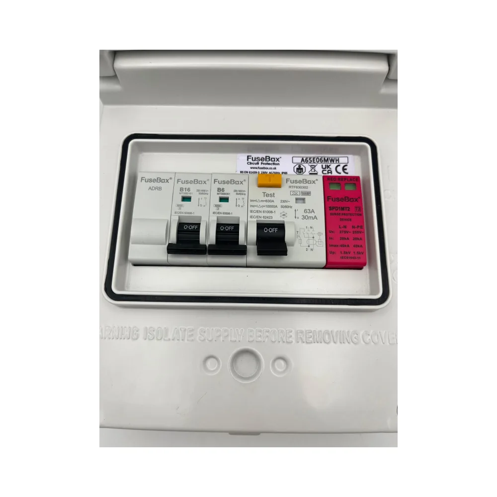 FuseBox A65GRAXWH IP65 Garage Consumer Unit with SPD – White 2 FuseBox A65GRAXWH IP65 Garage Consumer Unit with SPD – White 2