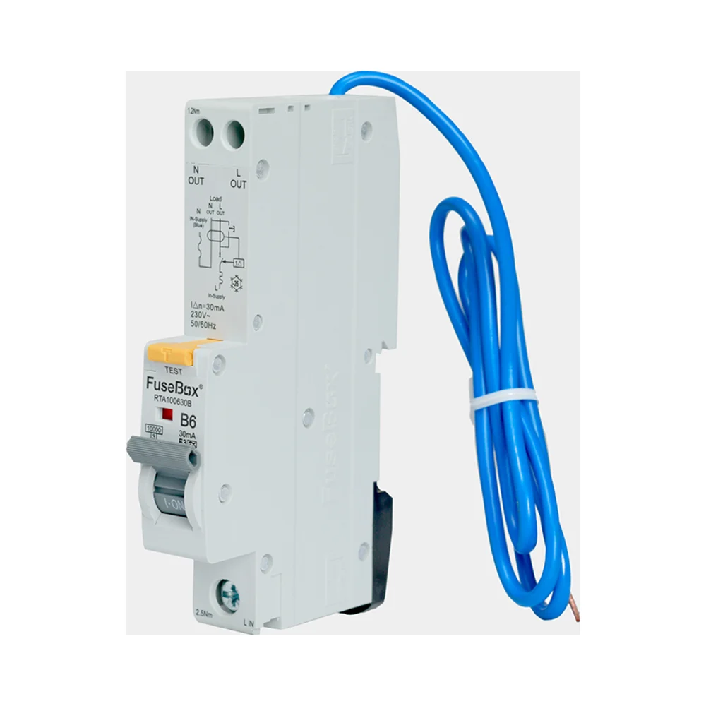 FuseBox RTA100630B 6A 30mA 10kA B Curve Type A RCBO 1 FuseBox RTA100630B FuseBox RTA100630B 6A 30mA 10kA B Curve Type A RCBO