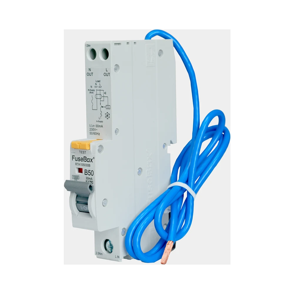 FuseBox RTA105030B 50A 10kA 30mA B Curve Type A RCBO 1 FuseBox RTA105030B FuseBox RTA105030B 50A 10kA 30mA B Curve Type A RCBO