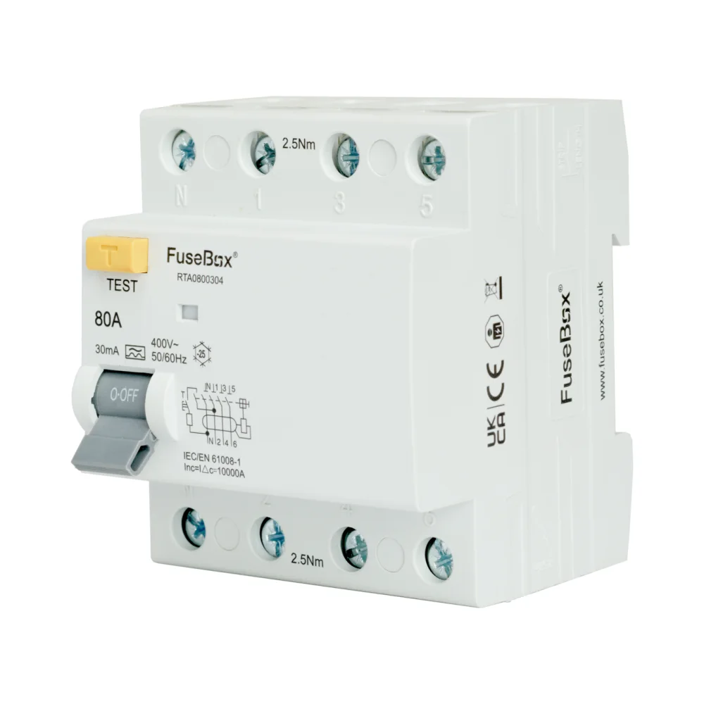 Fusebox RTA0800304 80A 4 Pole 30mA Type A RCD 1 FuseBox RTA0800304 Fusebox RTA0800304 80A 4 Pole 30MA Type A RCD