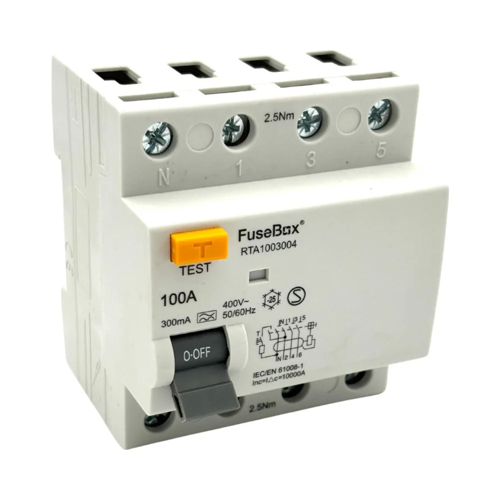 Fusebox RTA1003004 100A 4 Pole 300mA Type A RCD 1 Fusebox RTA1003004 100A 4 Pole 300mA Type A RCD