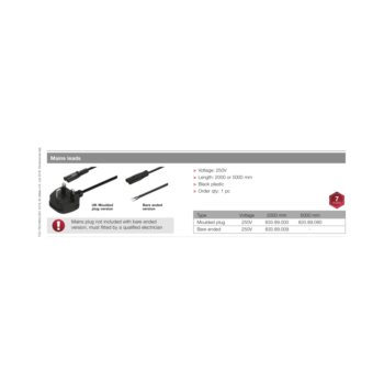 HAFELE 83389080 Hafele Loox LED Mains Lead with Plug - 5 metres 2