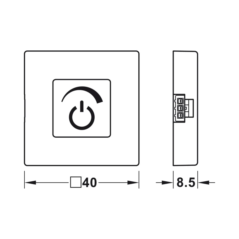Hafele 833.89.134 | Loox Surface Mounted Modular Dimmer Switch | With Touch 2 HAFELE 83389134 Hafele Loox Surface Mounted Modular Dimmer Switch with Touch 2