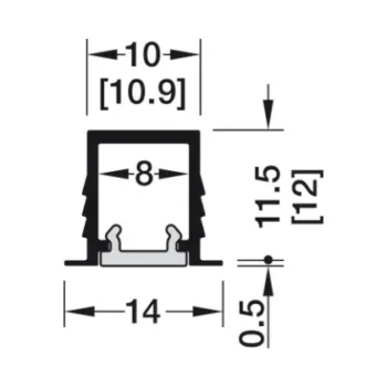 Hafele 833.95.725 | Aluminium Profile for Loox5 1104 LED Strip | Black | 3m