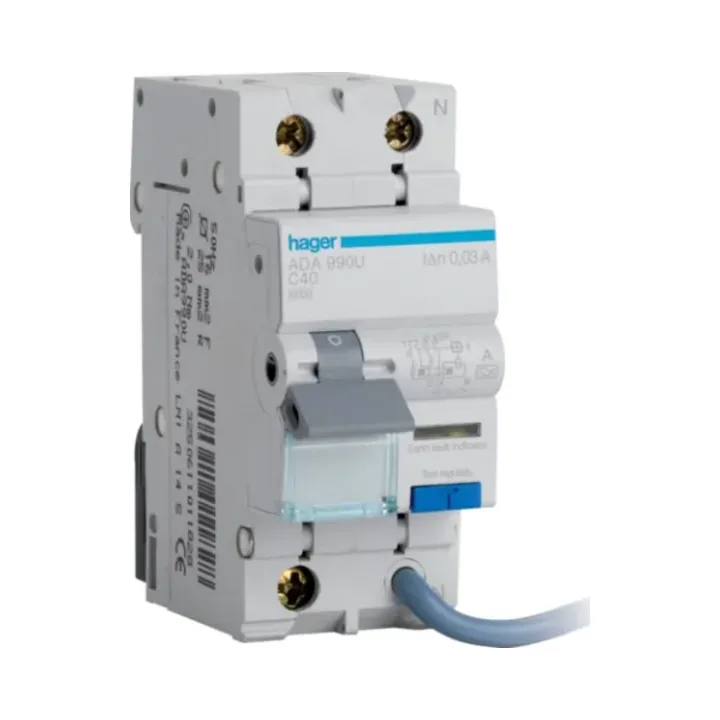Hager ADA990U 1P+N 6kA C-40A 30mA Type A 1 Hager ADA990U 1P+N 6kA C-40A 30mA Type A