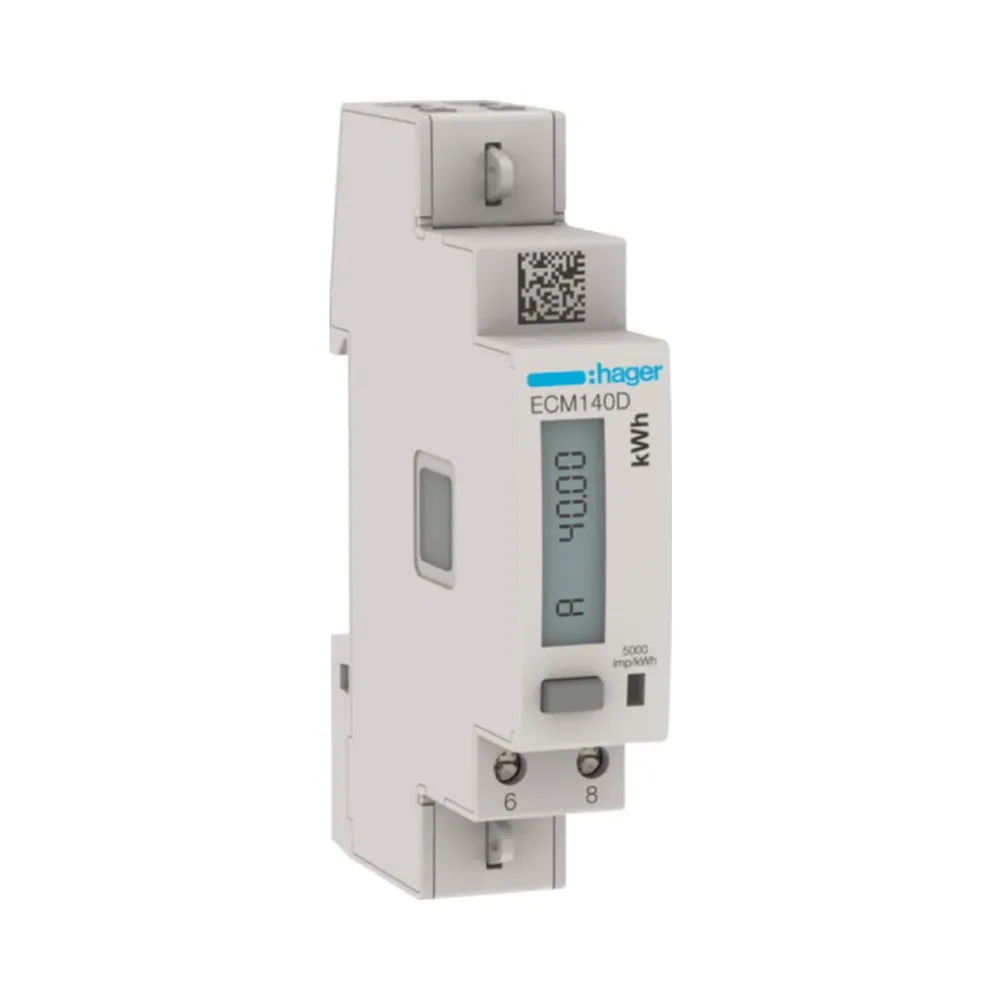 Hager ECM140D 1 Phase kWh Meter Direct 40A 1M MBUS MID 1 Hager ECM140D Hager 1 Phase kWhmeter Direct 40A 1M MBUS MID