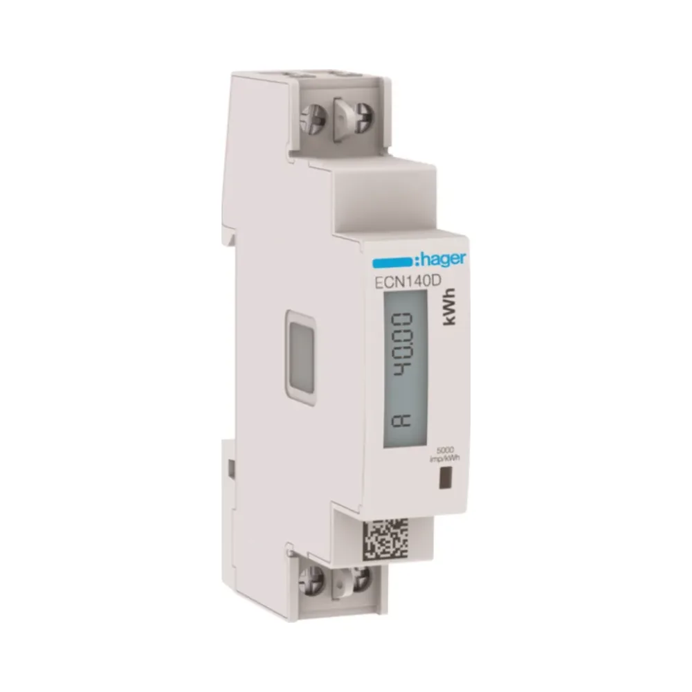 Hager ECN140D 1 Phase kWh Meter Direct 40A 1M 1 Hager ECN140D Hager 1 Phase kWhmeter Direct 40A 1M