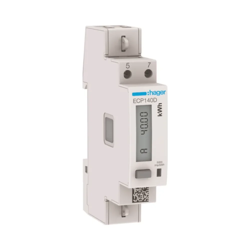 Hager ECP140D 1 Phase kWh Meter Direct 40A 1M S0 MID 1 Hager ECP140D Hager 1 Phase kWhmeter Direct 40A 1M S0 MID
