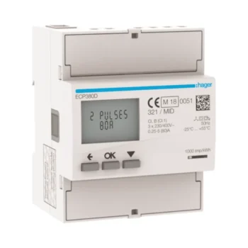 Hager ECP380D Hager 3 Phase kWhmeter Direct 80A 4M S0 MID