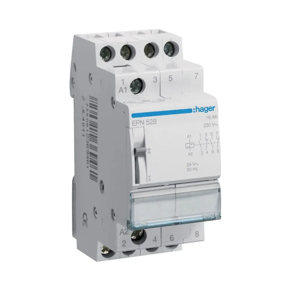 Hager EPN528 2 Module 24V Latching Relay 2NC + 2NO 1 Hager EPN528 2 Mod 24V Latching Relay 2NC + 2NO