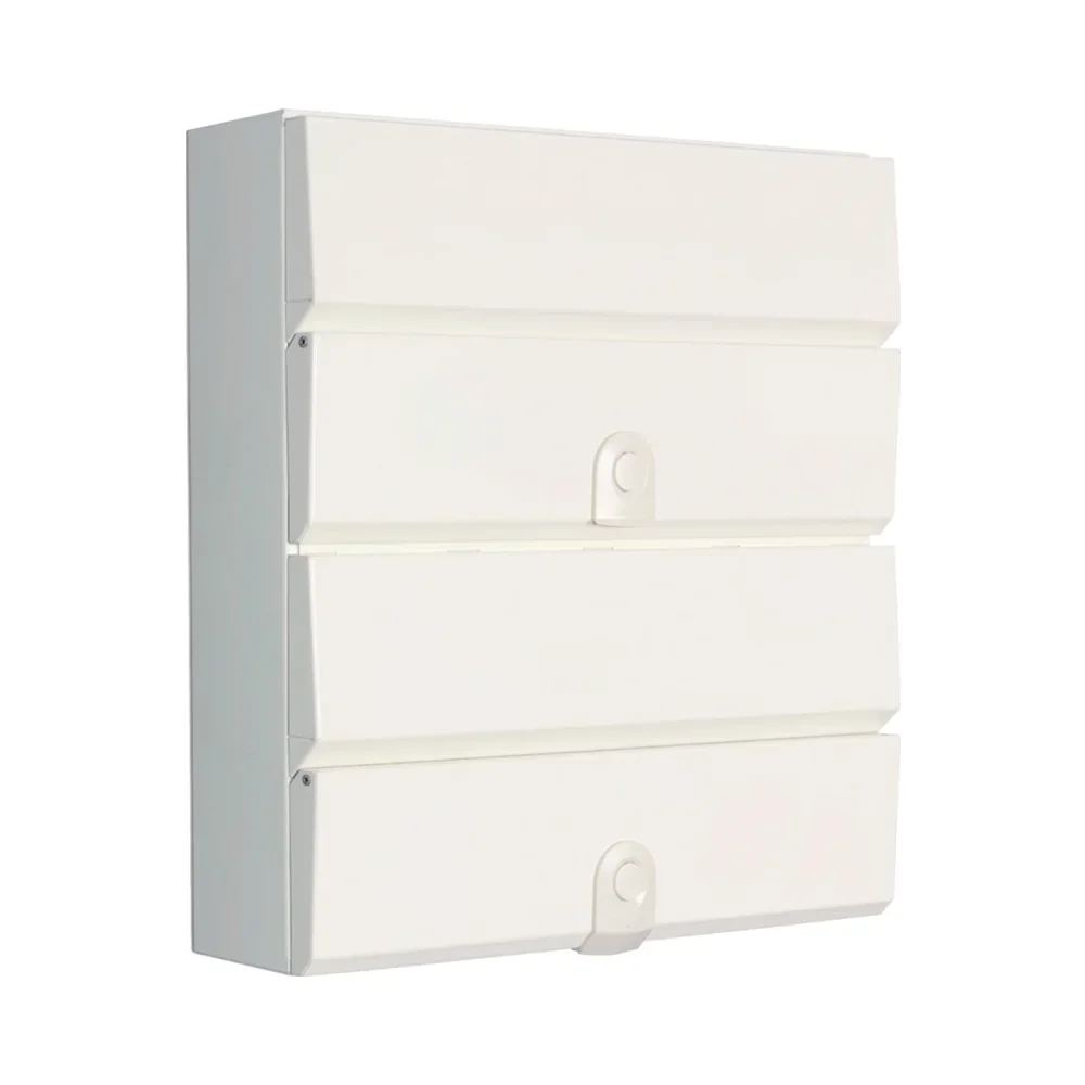 Hager VM11214SPD Design 30 Dual Row Consumer Unit 12 + 14 Way 100A Main Switch Type 2 SPD 1 Hager VM11214SPD Dual Row Consumer Unit – 12+14 way circuit capacity with 100A isolator and integrated Type 2 SPD in a fire-resistant metal enclosure.