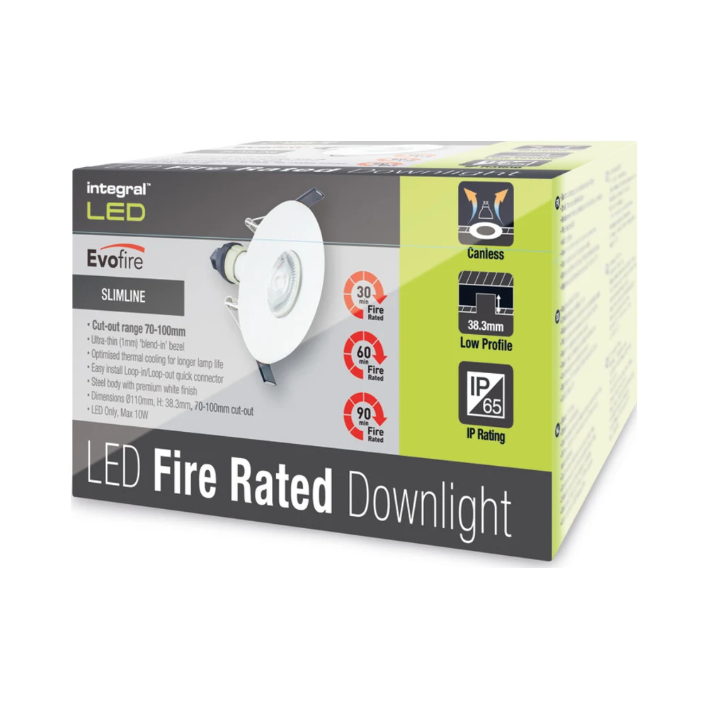 Integral ILDLFR70D015 Evofire Fire Rated IP65 White LED GU10 Downlight 4 Integral ILDLFR70D015 Evofire Fire Rated IP65 White LED GU10 Downlight 4