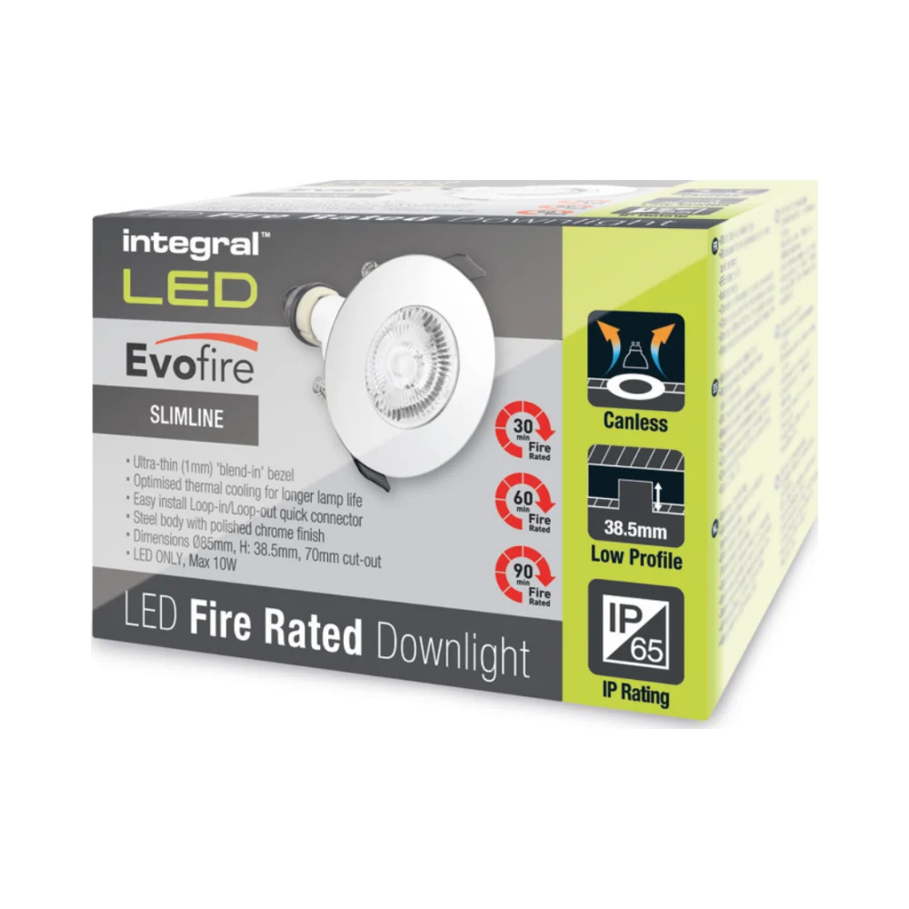 Integral ILDLFR70D017 Evofire Fire Rated IP65 Polished Chrome LED GU10 Downlight 5 Integral ILDLFR70D017 Evofire Fire Rated IP65 Polished Chrome LED GU10 Downlight 5