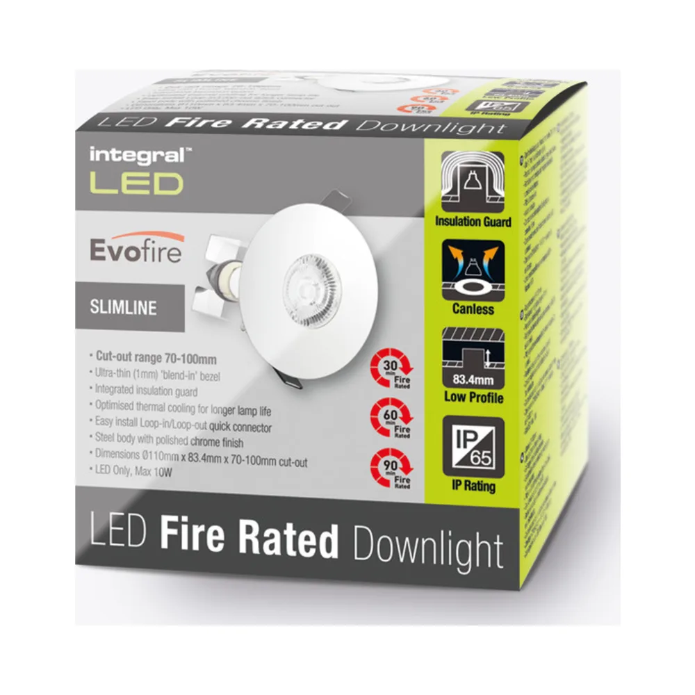 Integral ILDLFR70D020 Evofire Fire Rated IP65 Polished Chrome LED GU10 Downlight 4 Integral ILDLFR70D020 Evofire Fire Rated IP65 Polished Chrome LED GU10 Downlight 4