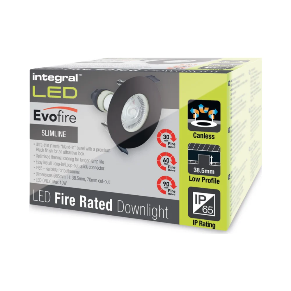 Integral ILDLFR70D028 Evofire Fire Rated IP65 Black LED GU10 Downlight 5 Integral ILDLFR70D028 Evofire Fire Rated IP65 Black LED GU10 Downlight 5