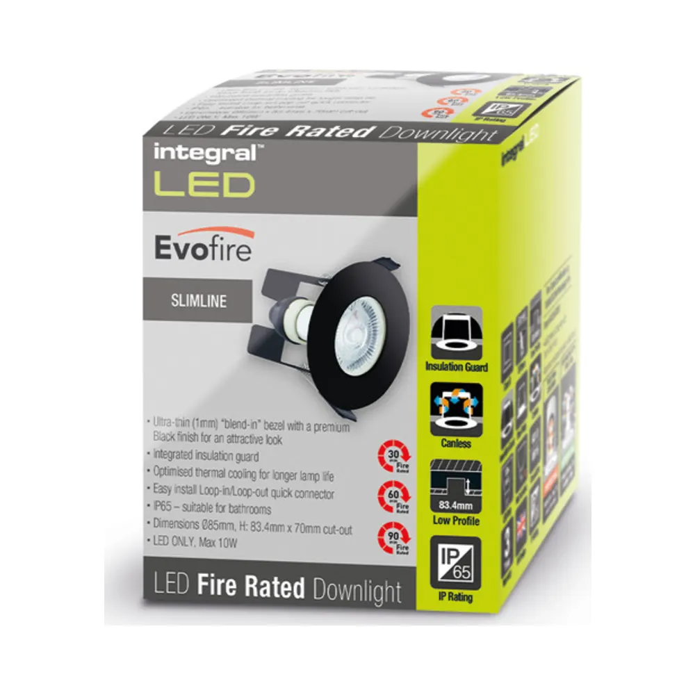 Integral ILDLFR70D029 Evofire Fire Rated IP65 Black LED GU10 Downlight 5 Integral ILDLFR70D029 Evofire Fire Rated IP65 Black LED GU10 Downlight 5