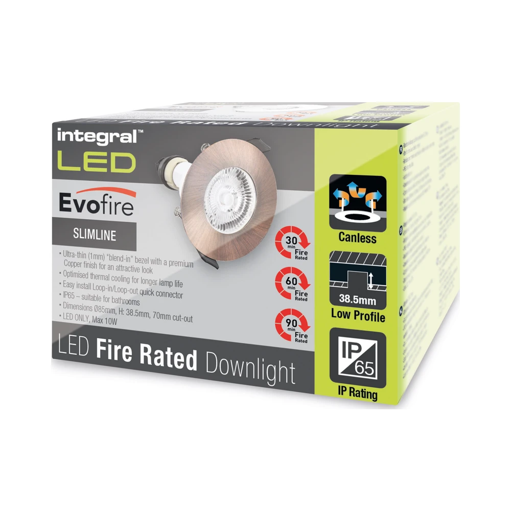 Integral ILDLFR70D047 Evofire Fire Rated IP65 Copper LED GU10 Downlight 3 Integral ILDLFR70D047 Evofire Fire Rated IP65 Copper LED GU10 Downlight 3