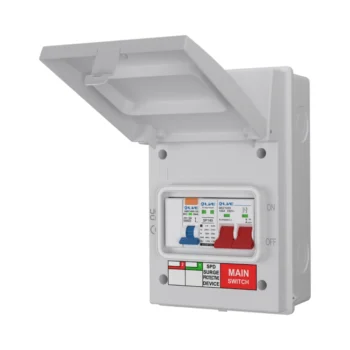 Live Electrical AGU5-SR/W IP65 Metal SPD 2 Way Garage/EV Unit with B40A RCBO - White