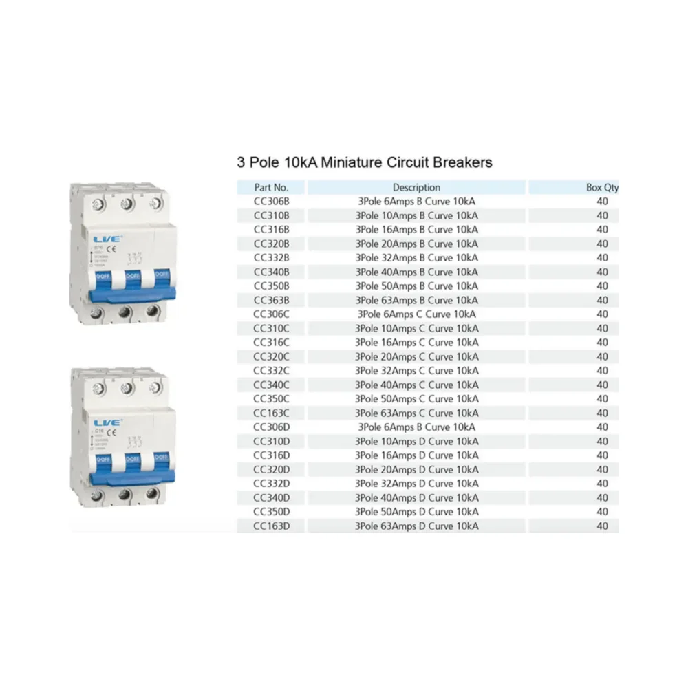 Live Electrical CB350C 3 Pole 50A C Curve 10kA MCB 2 Live Electrical CB350C Live Electrical CB350C 3 Pole 50A C Curve 10kA MCB 2