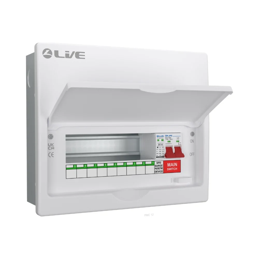 Live Electrical FMC12M-SP 9 Way Flush SPD Metal Consumer Unit 1 Live Electrical FMC12M-SP 9 Way Flush SPD Metal Consumer Unit