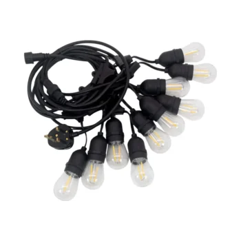 Live Electrical LST2 IP65 150W Outdoor String Lights – 15m (Black)