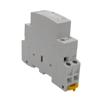 Live Electrical 2 Pole 25A 2NO modular AC contactor with 24V DC coil – quiet operation, DIN rail mount, and BS EN 60947-4-1 compliant.