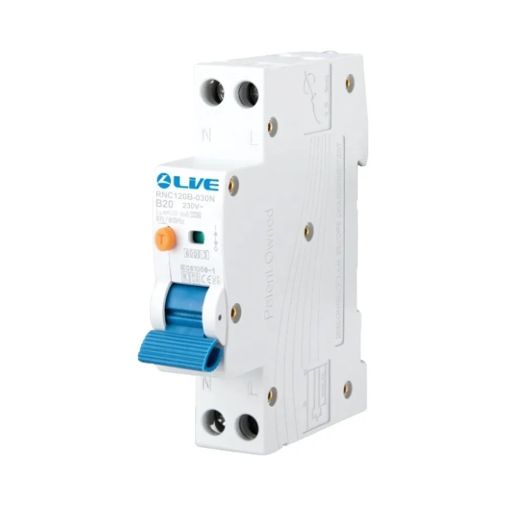Live Electrical RNC120B-30N – B20A Double Pole Single Module RCBO 1 Live Electrical RNC20B-30N – 20A Double Pole Single Module RCBO