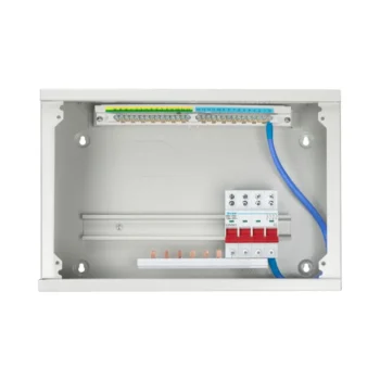 Live Electrical TPNH03-100 – Compact 3 Way Horizontal TP&N Distribution Board with 100A 4 Pole Main Switch, 395mm wide for low-profile three-phase installations