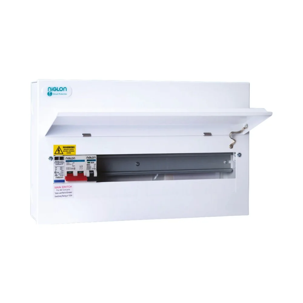 Niglon M3CU21SP 100A DP Main Switch 17 Way SPD Consumer Unit 1 Niglon M3CU21SP Consumer Unit, 100A Main Switch, 17 Usable Ways, 21 Modules, Type 2 SPD, BS7671:2018 Compliant.