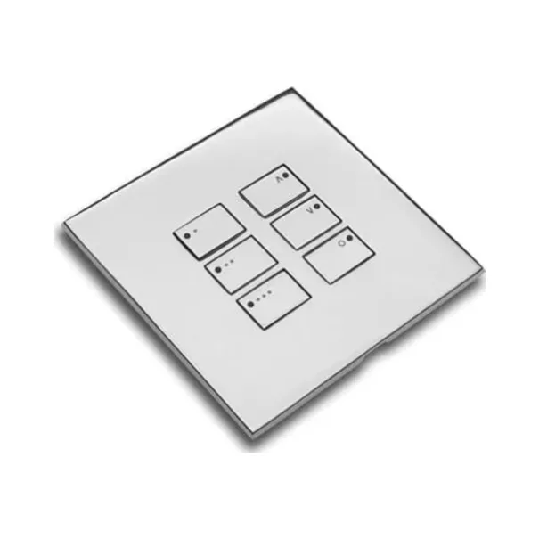 Rako Cover Plate Kit for EOS Wired Control Modules - Double Gang 12-Button - WP-EOS-6061-PC - Scenes 1-3, Raise, Lower, Off & Two Sets of Raise, Stop, Lower - Polished Chrome 1 Rako WP-EOS-6061-PC Cover Plate Kit for EOS Modules