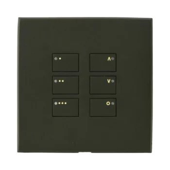 Rako Cover Plate Kit for EOS Wired Control Modules - Single Gang 6-Button - WP-EOS-60-MB - 3 Scenes, Off and Master Raise and Lower - Matt Black