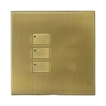 Rako Cover Plate Kit for EOS Wired Control Modules - WP-EOS-30-AB - Single Gang 3-Button - Scenes 1, Scene 2 & Off - Antique Brass
