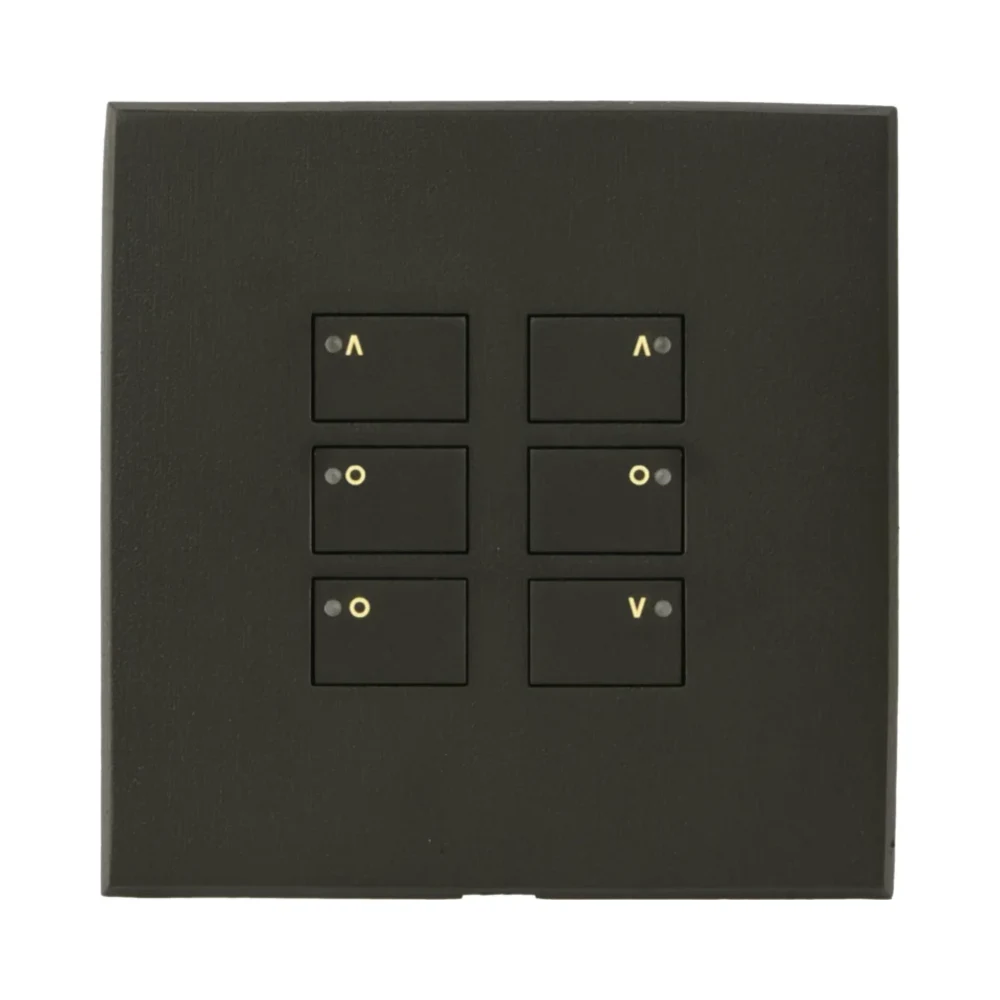 Rako Cover Plate Kit for EOS Wired Control Modules - WP-EOS-61-MB - Single Gang 6-Button - Two Sets of Raise, Stop & Lower - Matt Black 2 Rako Cover Plate Kit for EOS Wired Control Modules - WP-EOS-61-MB - Single Gang 6-Button - Two Sets of Raise, Stop & Lower - Matt Black